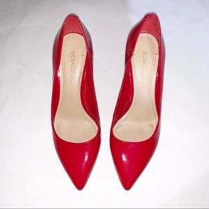 BCBG candy apple red patent leather heels